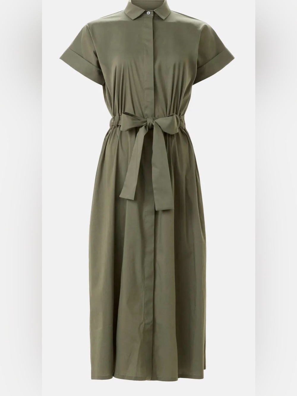 Pietro Brunelli Milano Cotton Olive “Asia” Dress with Tie M $305 retail